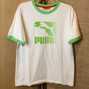 Puma white and lime green tee